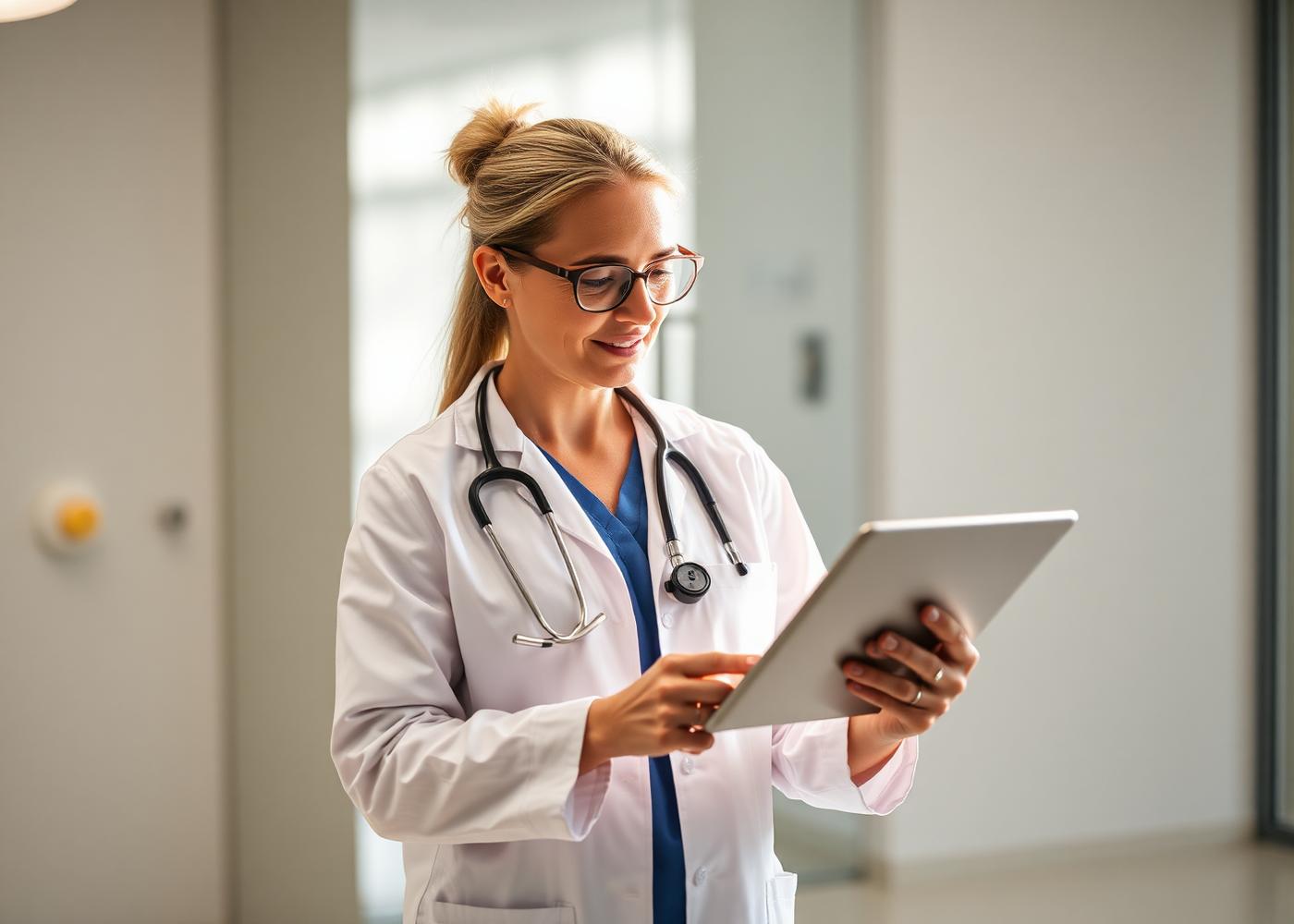 Clinician reviewing patient data